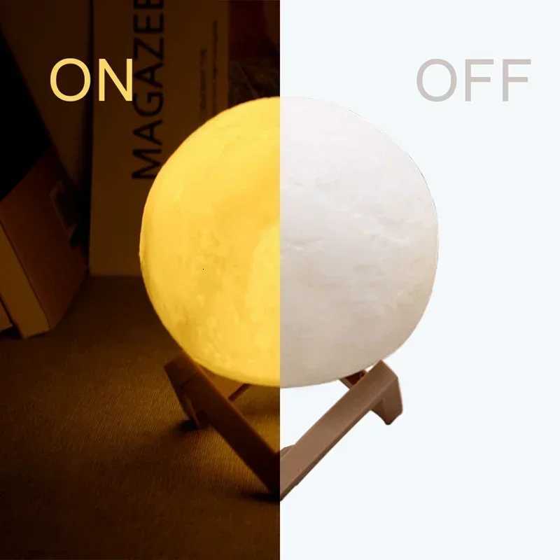 8CM LED Night Light 3D Print Moon Lamp Bedroom Decor MoonLight for Kids Gifts Decorations Creative Bedside Atmosphere Lighting XJ250725