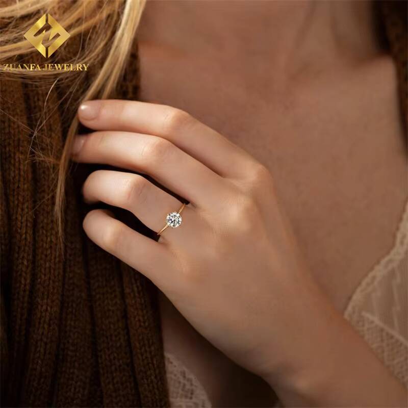 Factory Outlet Classical Brilliant Cut Lab Grown Diamond 14K Solid Gold Solitaire Diamonds CVD/HPHT Rings