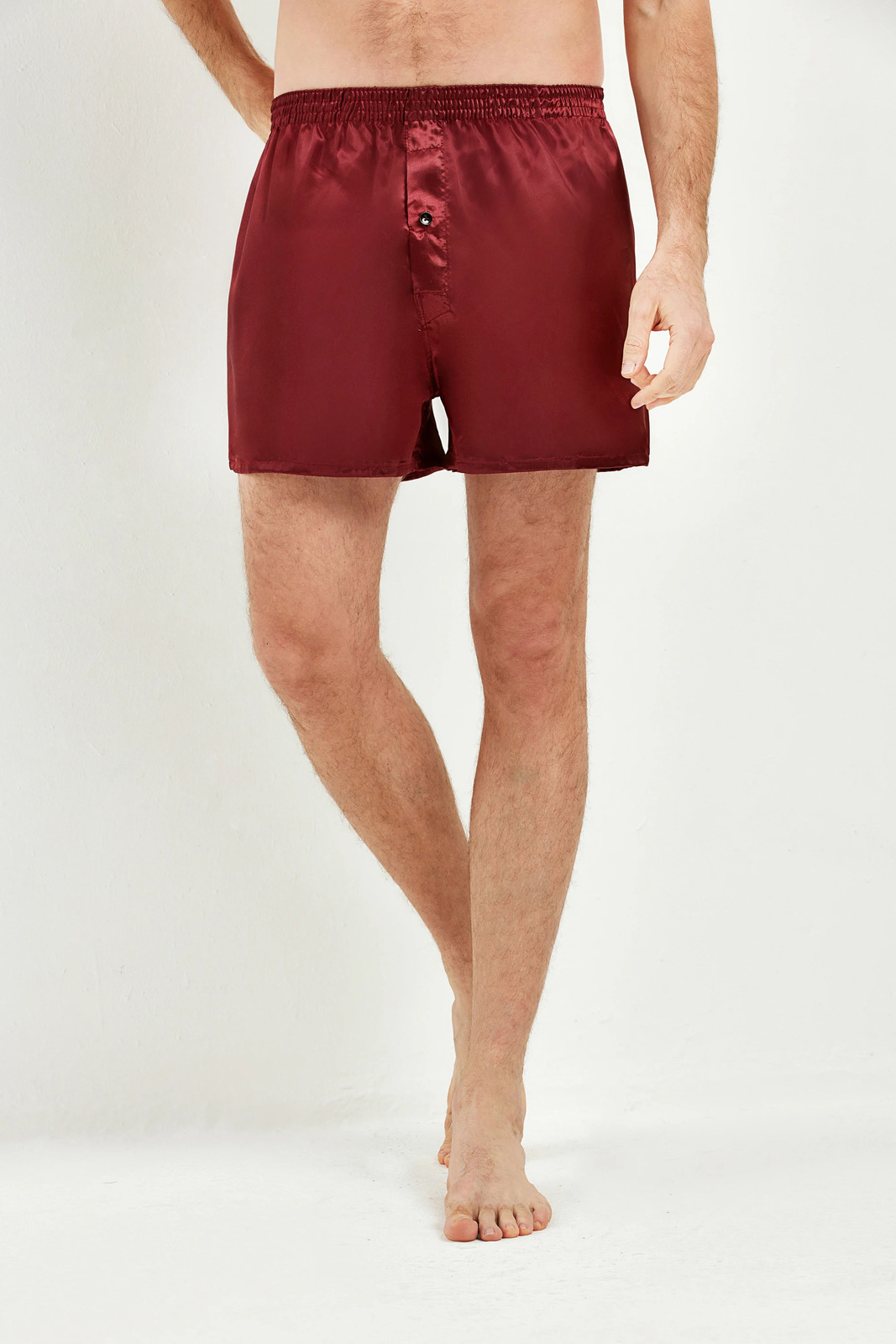 JupiterSecret 3pcs Mens Underwear Satin Casual Boxer Shorts Silk Feeling Sleep with Elastic Waistband and Button 250725