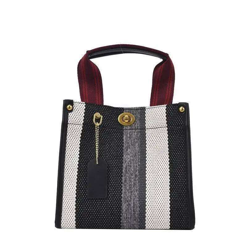 Women's small crossbody bag canvas vertical stripe casual shoulder bag multifunctional