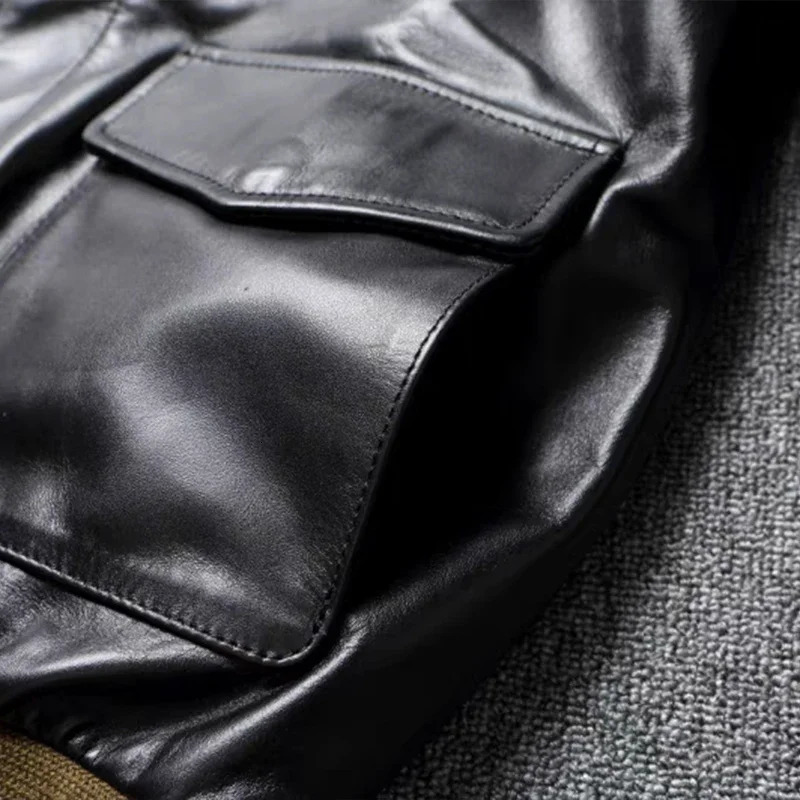 2 Mens Bomber Jacket Tea Core Horse Leather Cropped Motorcycle Jacket Natural Leather Loose Coat Military Mens Leather Jacket 250725