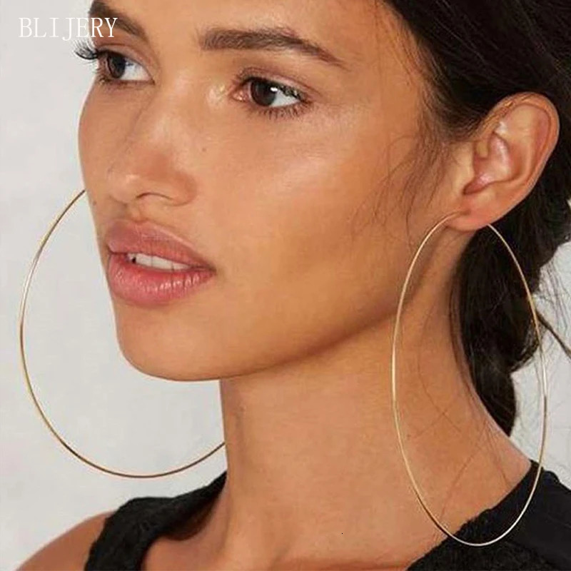 BLIJERY Exaggerated 12cm Super Big Hoop Earrings Smooth Large Circle for Women Statement Jewelry Boucles doreilles 250715
