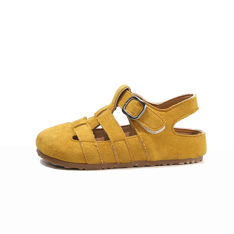 Children's Sandals for Boys, New Summer 2025 new Styles Breathable Baby Shoes Brown Woven Toe-Covered -Style Shoes with Soft Soles and Anti-Slip 