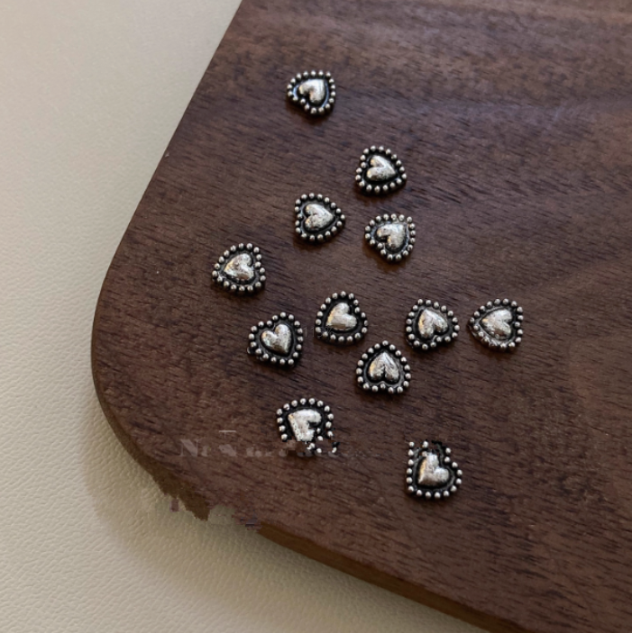 New retro Crochet nail art accessory with high color retention punk style cross silver dark metal nail decoration