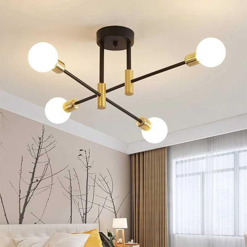 Retro Industrial Wrought Iron Ceiling Chandeliers LED Ceiling Lamp Home Luminaire Modern Living Room Lamps E27 Decorative Lights XJ250725