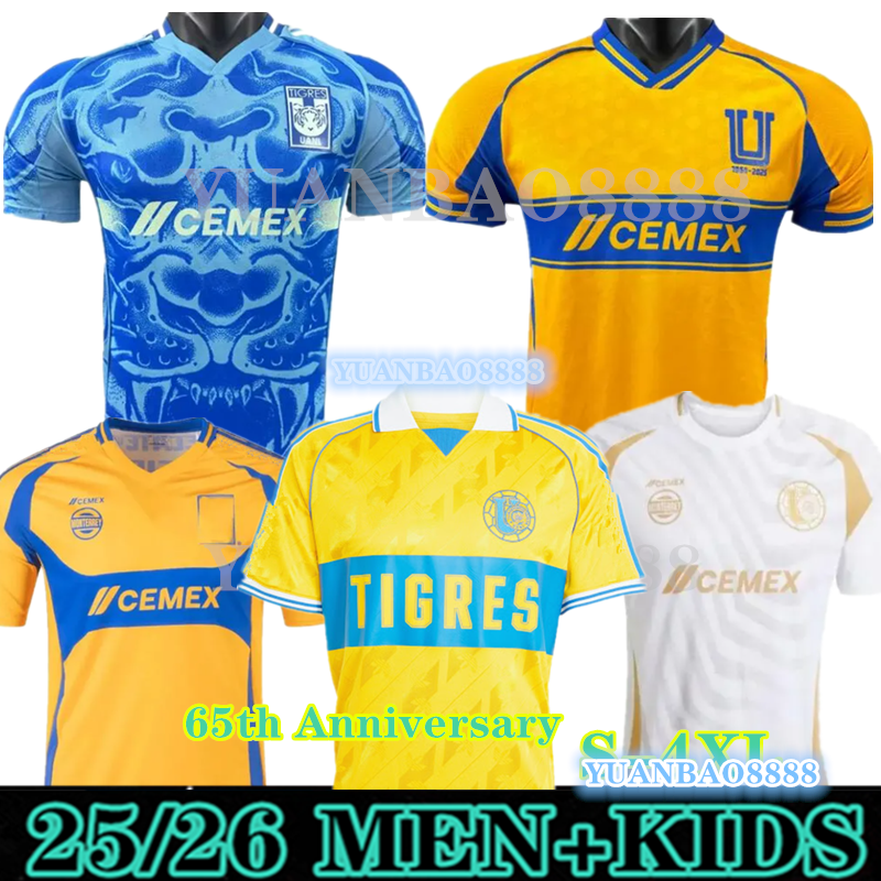 25 26 Tigres 65th Anniversary Retro Jersey Tigres UANL soccer jerseys 2025 2026 GIGNAC Mexico liga earth day MX Vargas PIZARRO NICOLAS football shirts XXXL 4XL