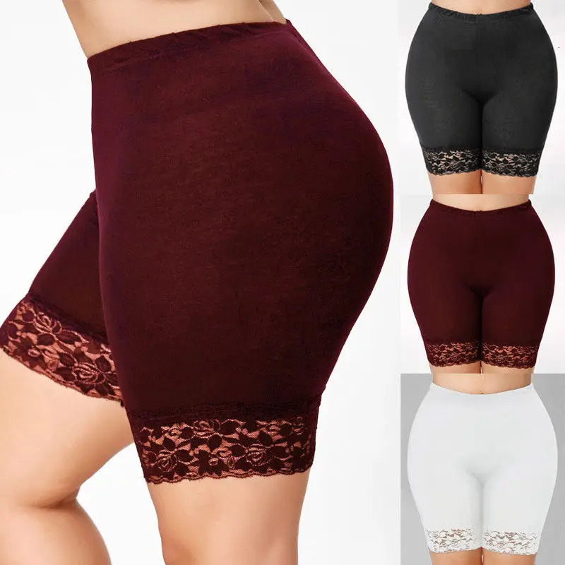 WomenS Plus Size Lace Stitching Sports Shorts Leggings XL High Waist Hollow Stretch XL4XL 250725