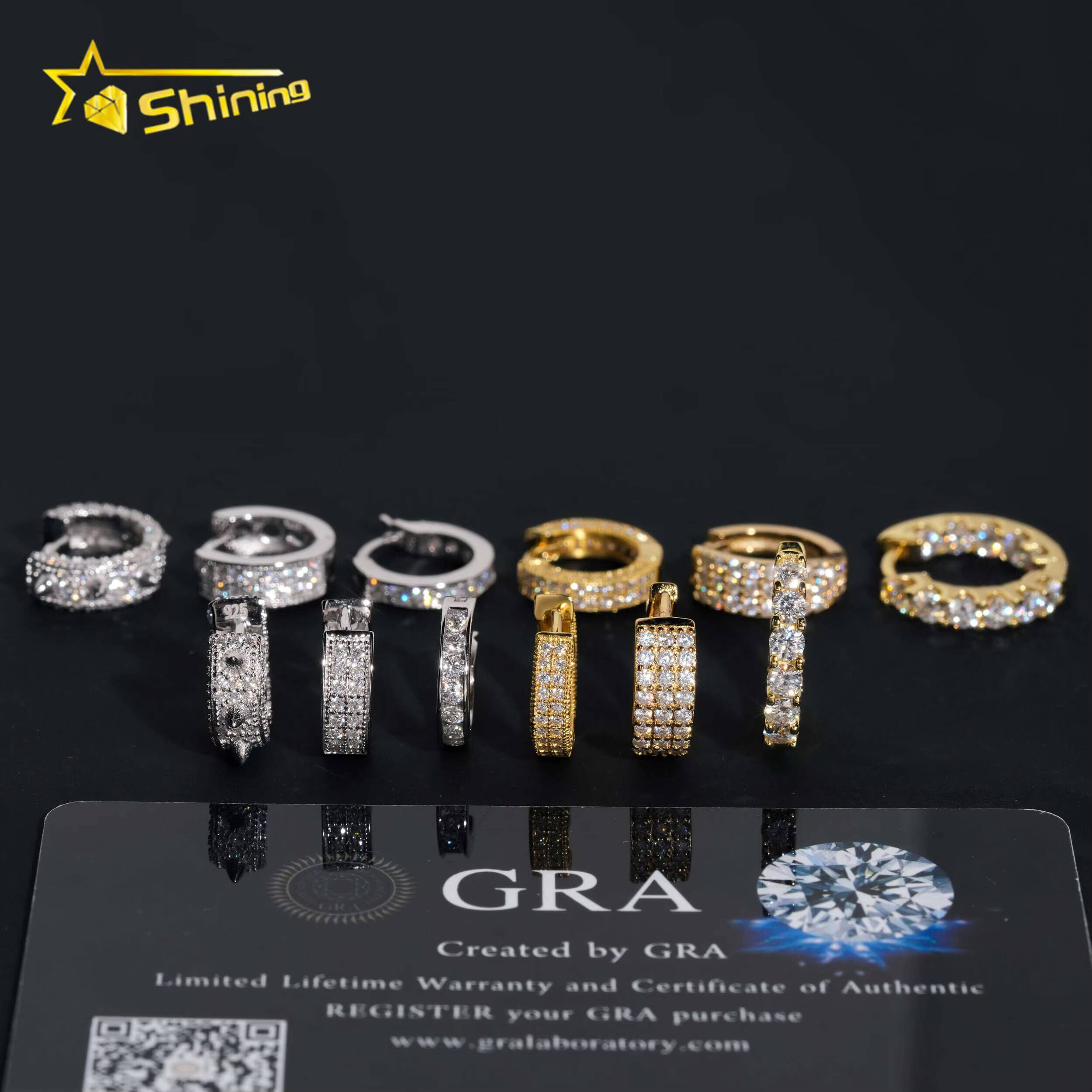 Fast Shipping Fashion Jewelry Silver 925 Earrings High Quality Iced Out Moissanite Earrings Custom Hoop Stud Earrings for Women