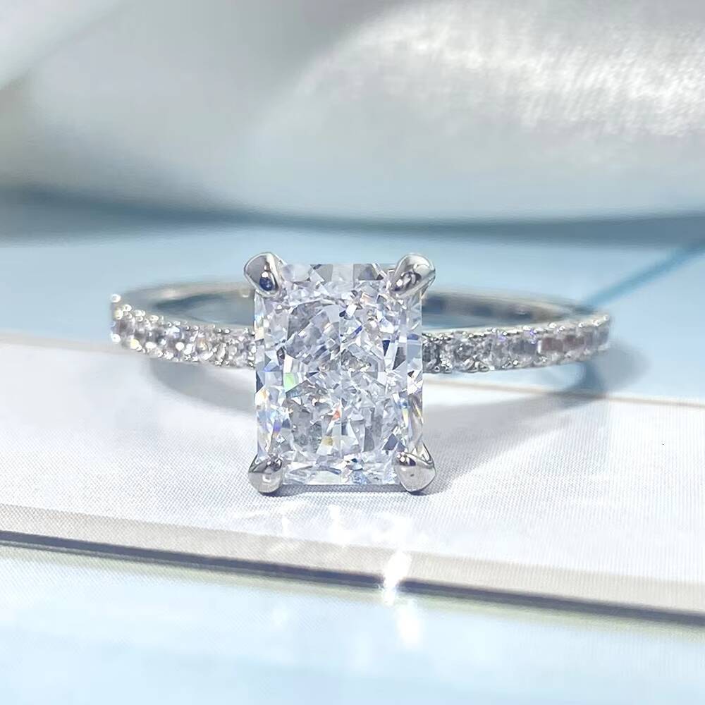 FOXI Local Stock in US 925 Silver Fine Rings 8A Cubic Zirconia Crushed Ice 925 Sterling Silver Rings Jewelry Women