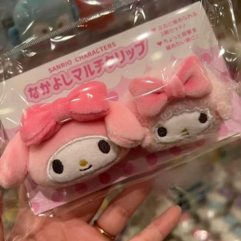 Sanrio 2pcs Sanrio Hello Kitty Plush Hairpin Anime My Melody Hair Clip Sweet Girls Cartoon Cute BB Hairpins Hair Accessories for Womenw250726