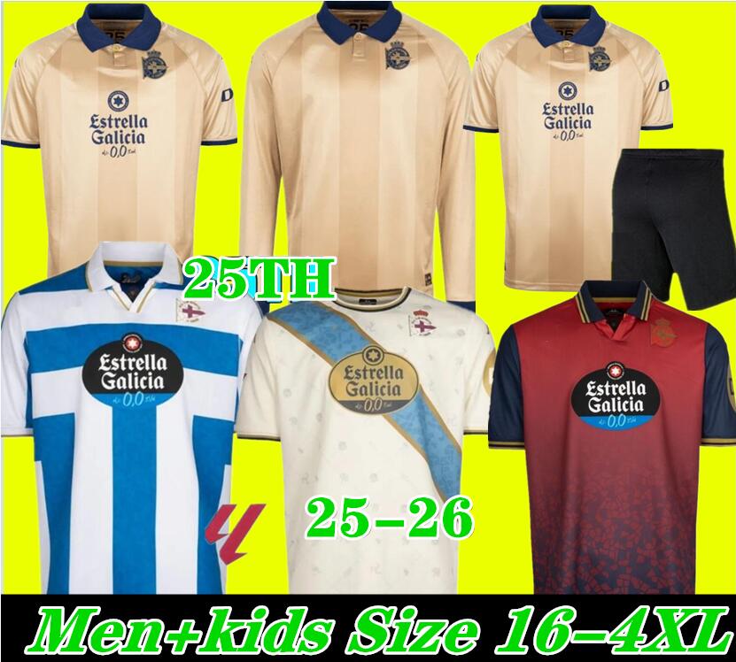 Deportivo La Coruna Launch Stunning Gold Commemorate 25th Anniversary soccer jerseys 2025 26 Football Shirts Men Kids Kit uniforms
