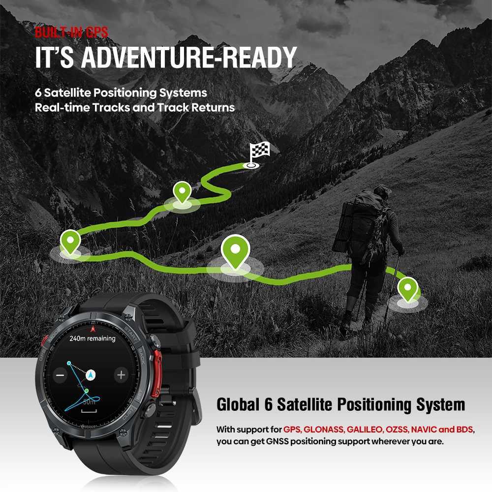 2025 Zeblaze Stratos 4 GPS Smartwatch 1.43 AMOLED Screen Heart Rate Blood Pressure Altimeter Flashlight Voice Calling Smart Watch X250726