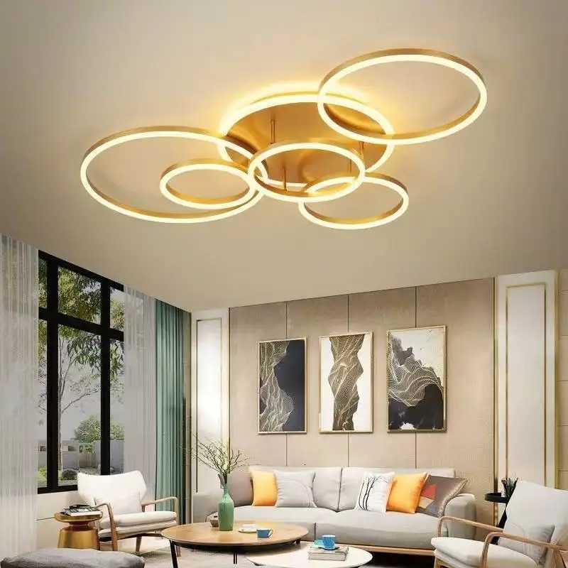 Modern LED Ceiling Light for Living Room Bedroom Ceiling Lamp 2025 New Circle Rings White/Black/Gold 90-260V Home Decor LightingXJ250725