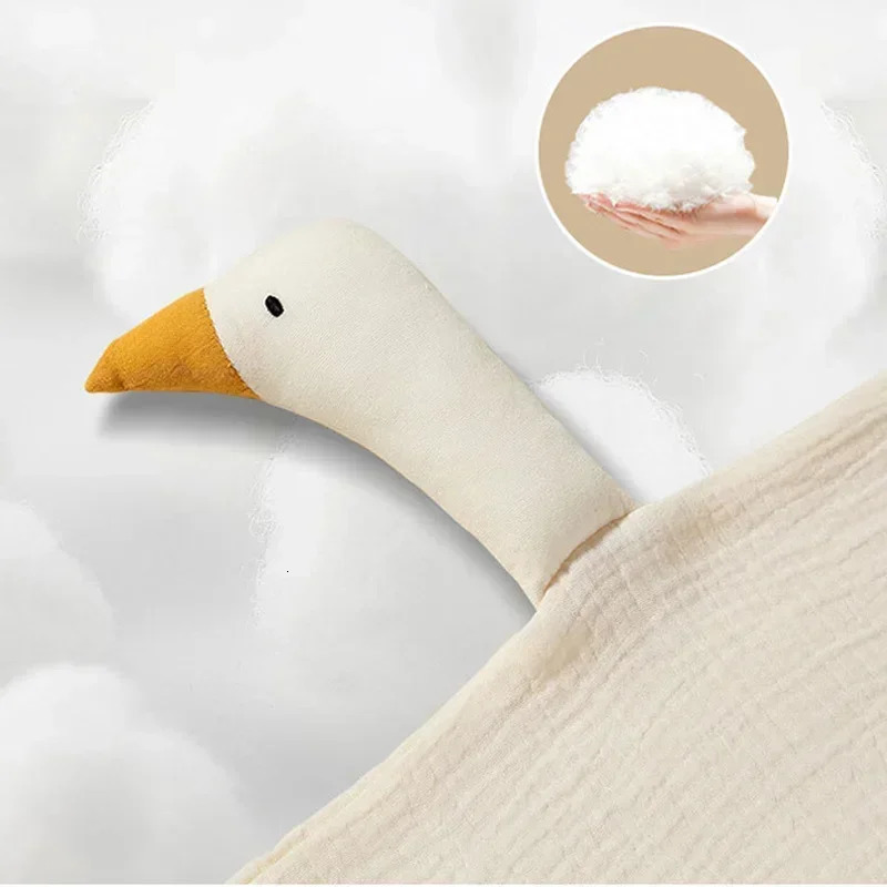 Pure Cotton Muslin Baby Bib Cute Goose Sleeping Dolls born Saliva Towel Soothe Appease Toddlers Burp Cloth Handkerchief 250725