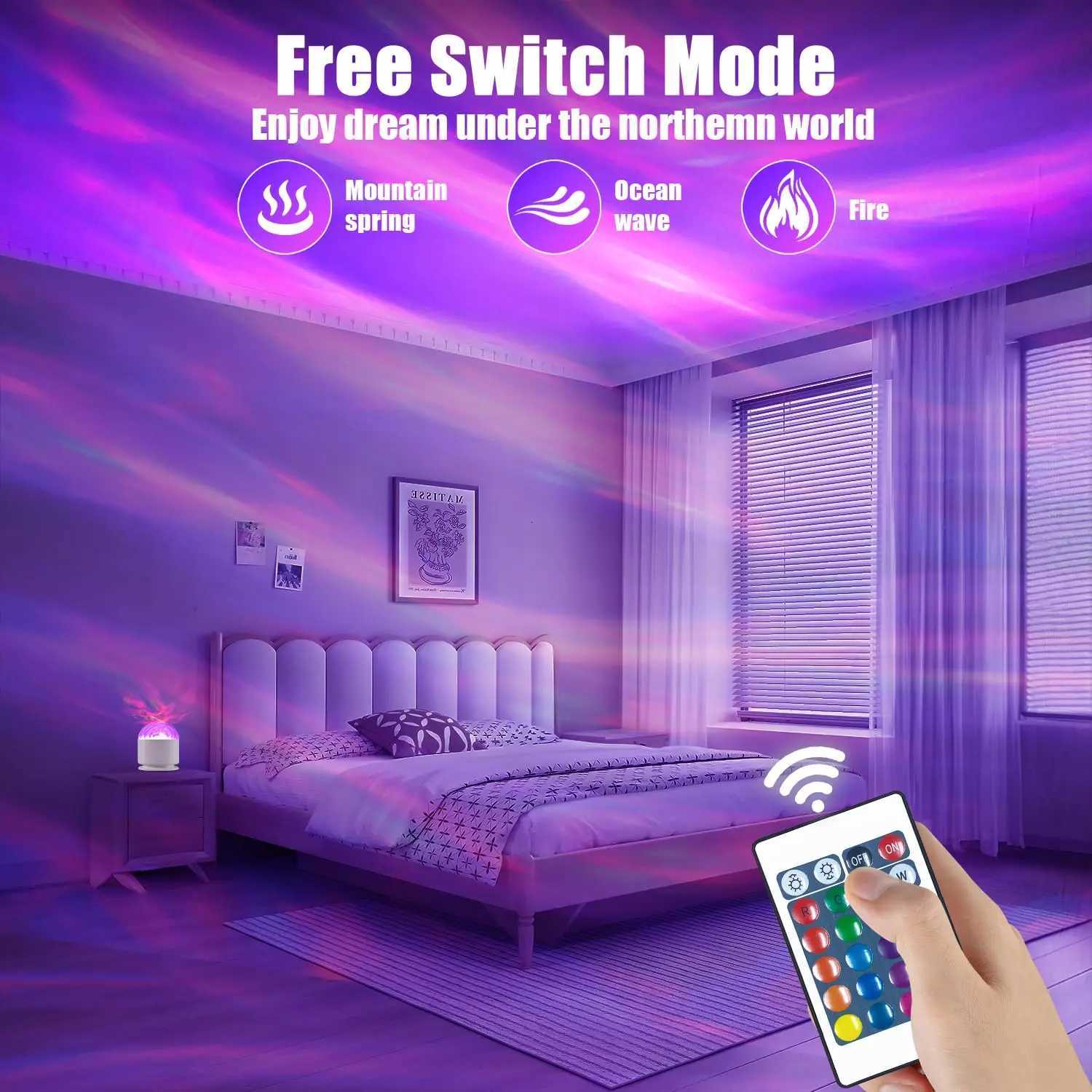 LED Night Light USB Plug-in Starry Sky Remote 16Color RGB Galaxy Projector Light for Kids Room Party Decoration Auto Rotate Show Lamp XJ250725