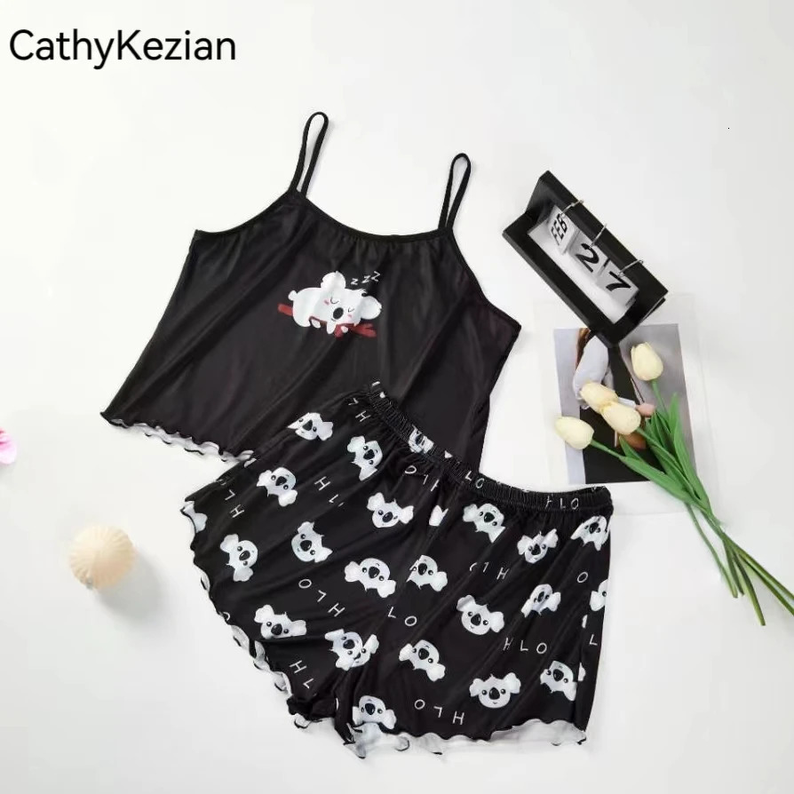 Women Pajamas Sleepwear Pajama Set Sports Camisole And Shorts Print Ventilate Casual Soft Comfortable 250717