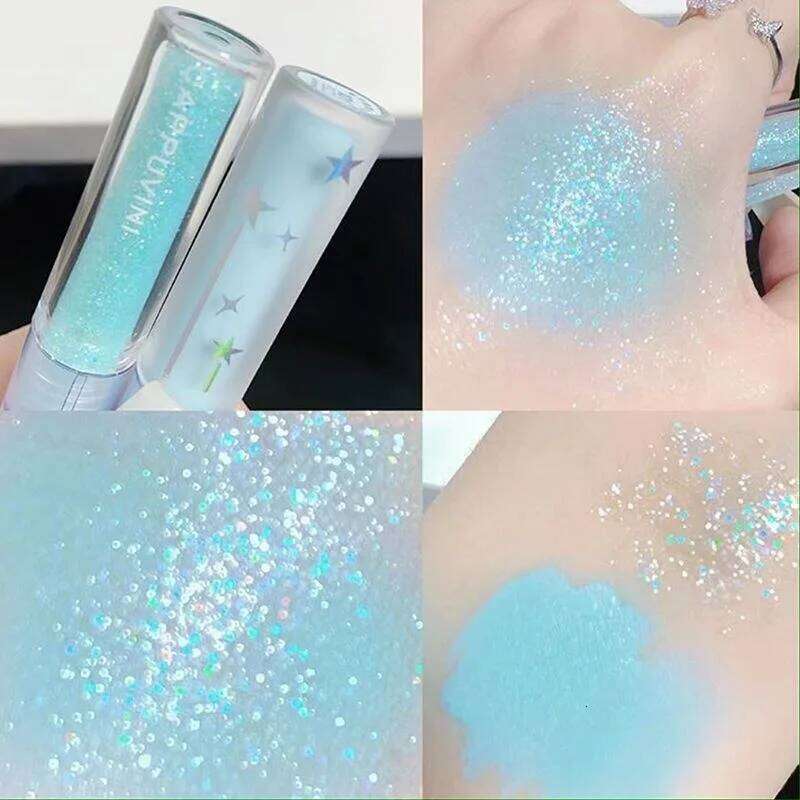 2 In 1 Double-head Glitter Liquid Eyeshadow Brightening Lightweight Waterproof Matte Blue-green Summer Lying Silkworm Eye Makeup X250