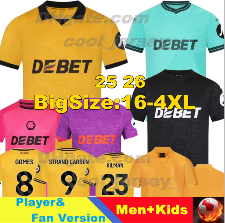 2025 2026 Wolves Soccer Jerseys 2025 2026 Football Shirt kit Home Away Men Kids Fans NETO GOMES STRAND LARSEN HEE CHAN CUNHA WoLvErHaMp 70th ToNes Tops