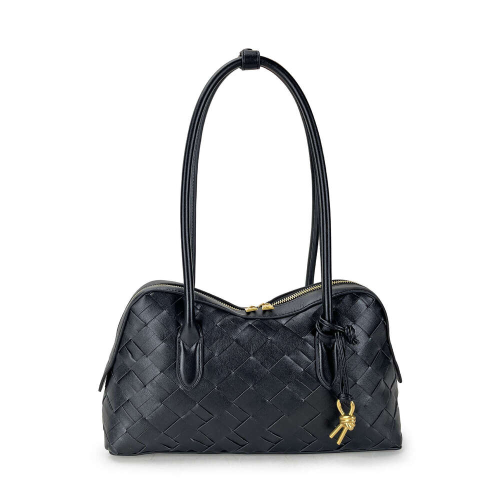 2025 New Women Cowhide Woven Handbag Single Shoulder Pillow Versatile Large Capacity Tote Bag