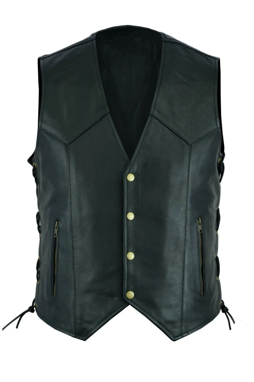 Mens Leather Vest Jacket Vneck Single Breasted Zipper Strap Short Large Size 5XL Sleeveless Top Coats Fashion Ropa De Hombre 250725