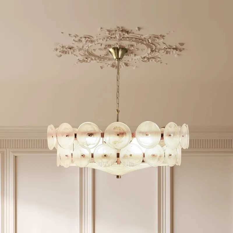 French Retro Restaurant Chandelier LED Colored Glass Pendant Light Dining Bedroom Medieval Living Room Hanging Lighting FixturesXJ250725