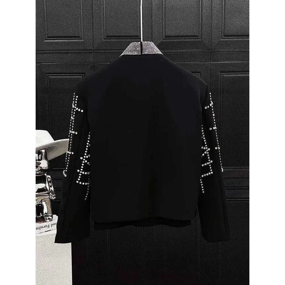 2025 Spring New Glossy Hot Dia Small Fragrant Jackets Men's Light Handsome High-End Tops Trendy Shoulder Pad Coats