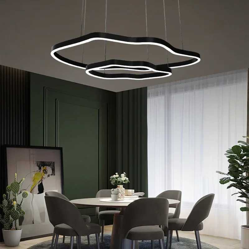 Modern Terraces Chandelier Home Indoor Lighting for Circular Ring Led Living Room Coffee/Gold Restaurant Pendant LampsXJ250725