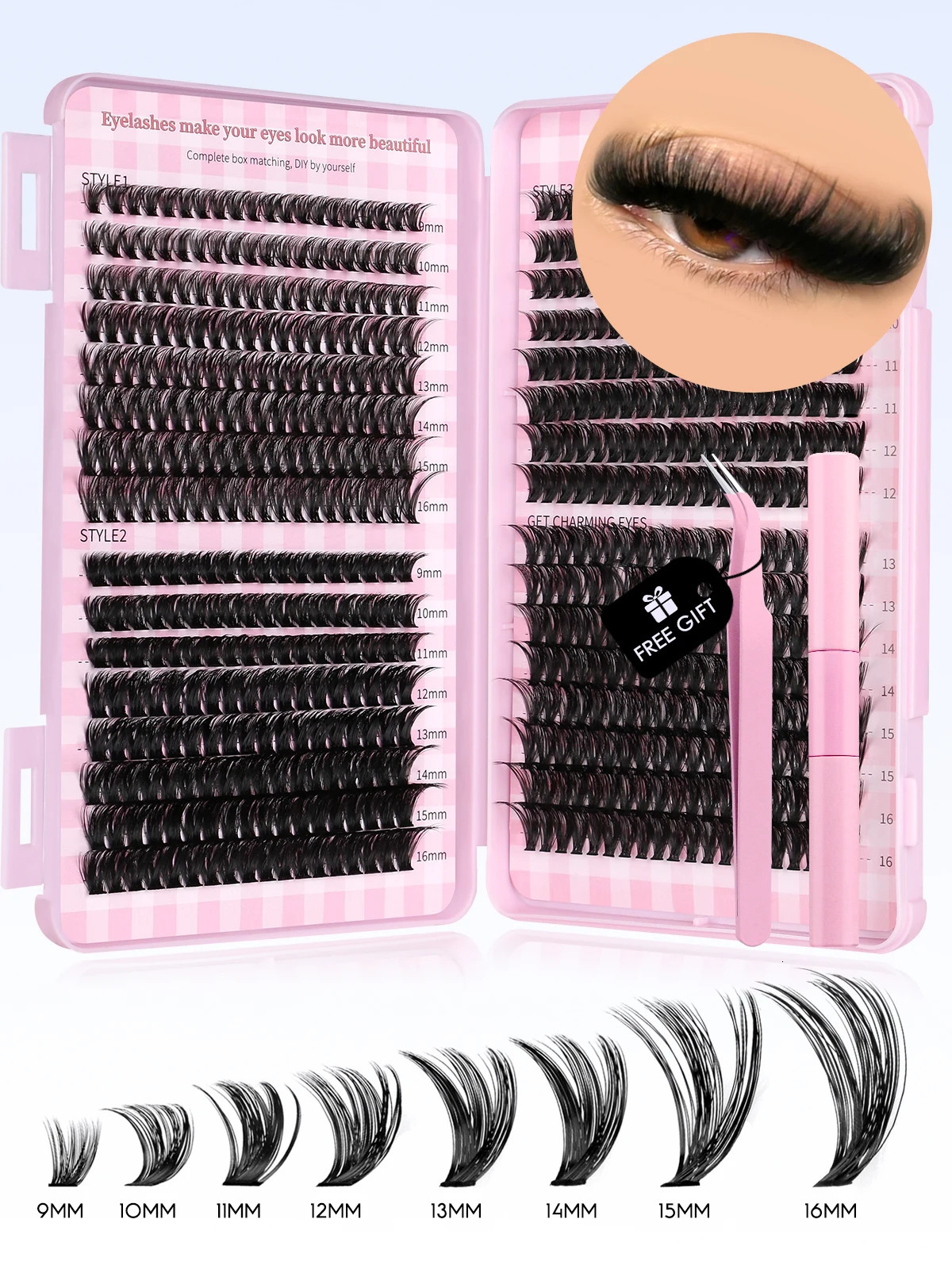 GROINNEYA Eyelash Clusters Kit Large capacity Wispy Individual Lashes Natural DIY Cluster s for Beginners 250714