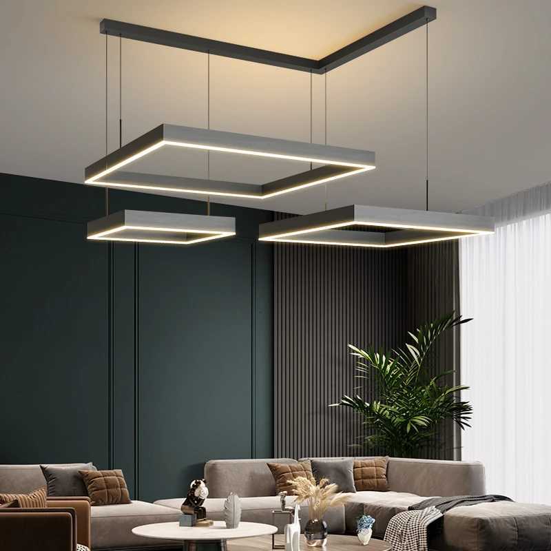 New Modern Ceiling Chandelier Living Room Concise Pendant Lamp Dining Room Square Nordic Lamps LED Ceiling Living Room Lights XJ250725