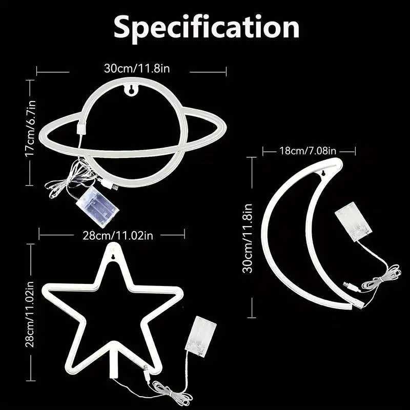 Neon Signs Star Moon Earth Planet LED Neon Light for Party Birthday Wedding Children Room Wall Decoration Accessory Table LampXJ250725