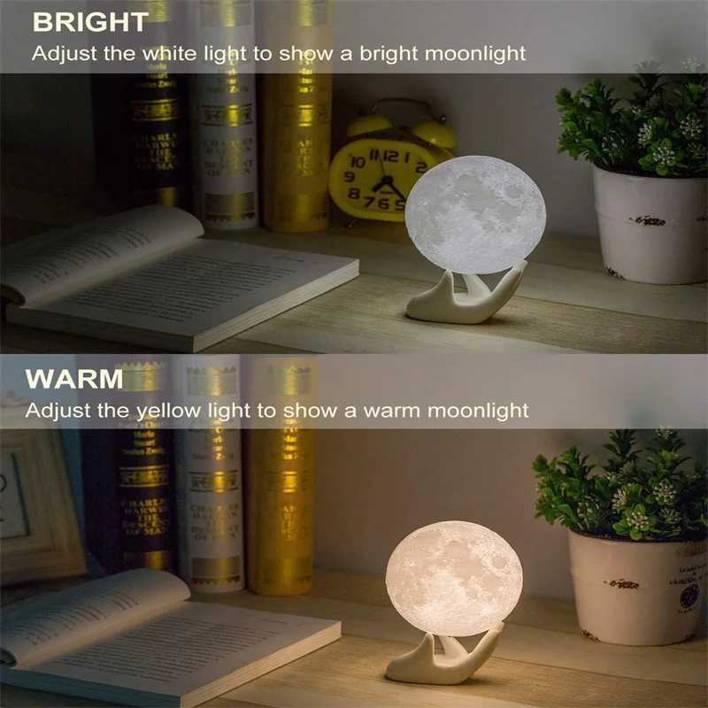 Moon Lamp Led Night Light Battery Powered with Stand Starry Lamp Bedroom Decor Night Lights Kids Gift Moon Lamp XJ250725