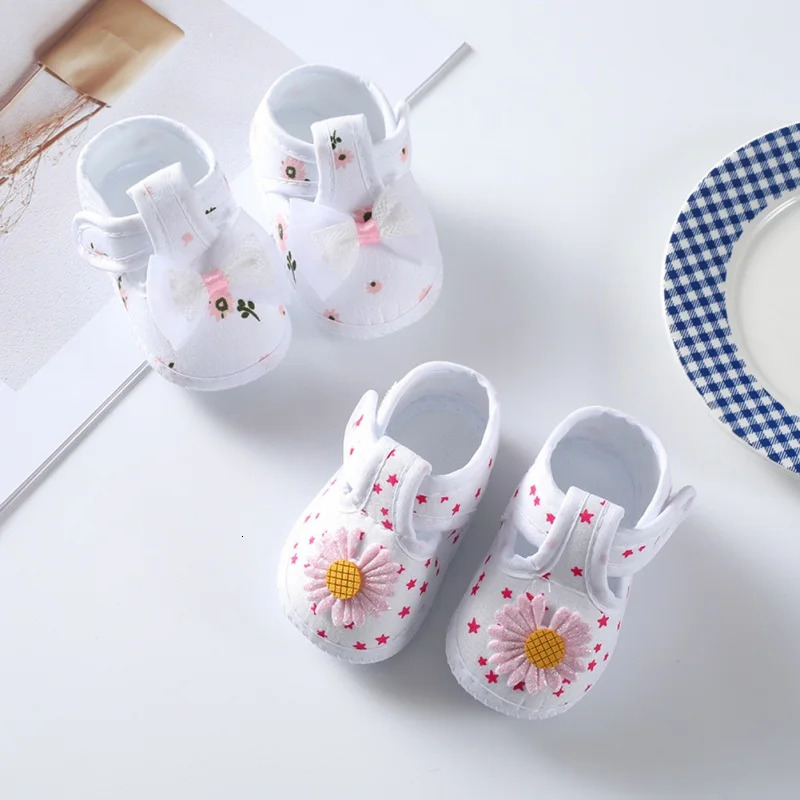 Baby Girl Shoes Cute Floral Bow First Walkers Soft Sole Crib born Toddler Shoe Infant Girls Shoes 250725