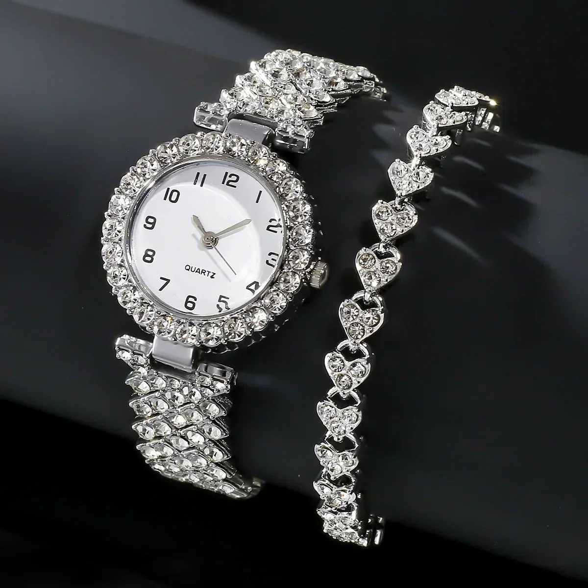 2/1pcs Luxury Fashion Wen Watch Set Silver Strap Ladies Quartz Wristwatch Alloy Bracelet for Ladies Jewelry Set Clock Gift X250726