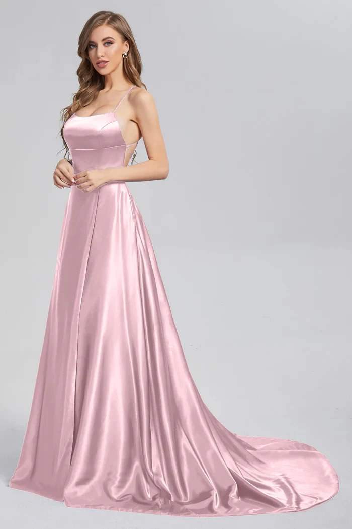 Aline Slit Cowl Neckline Satin 3 Styles Bridesmaid Dress With Tieing Dresses For Special Events Evening Prom 250725
