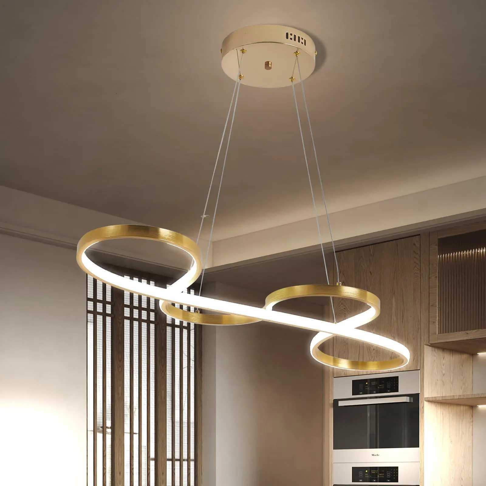 LED Chandelier Modern Gold Chandelier for Dining Room Light Fixture Pendant Light for Kitchen Island Indoor Lighting Dimmable XJ250725