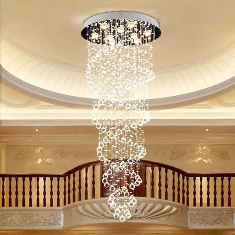 Modern K9 Large LED Spiral Living Room Crystal Chandeliers Lighting Fixture for Staircase Stair Lamp Showcase Bedroom Hotel Hall XJ250725