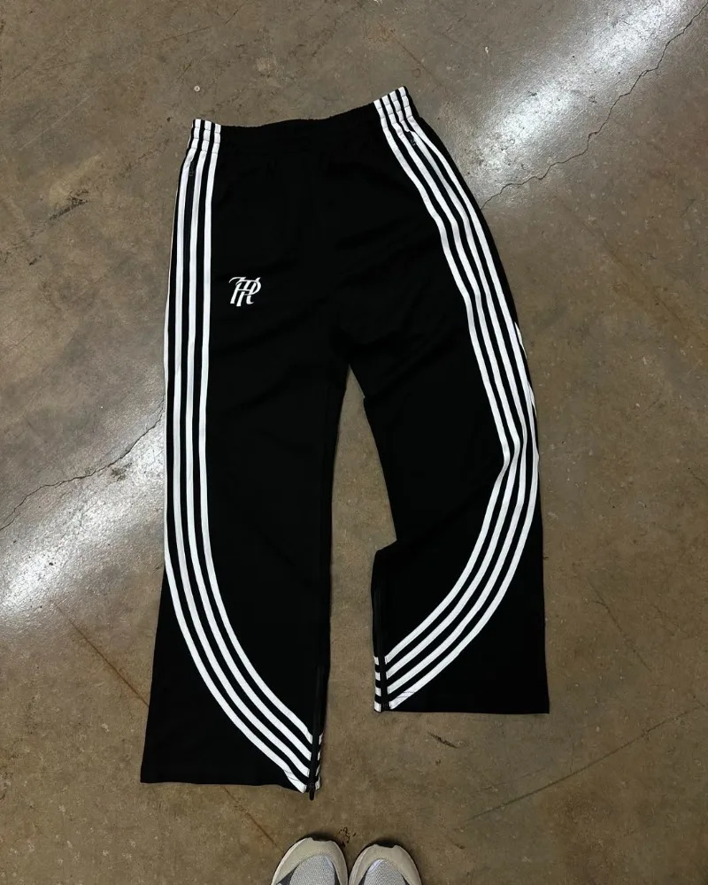 Harajuku hip-hop Y2K trendy casual pants versatile high street striped sport pants American retro punk men women pants 250725