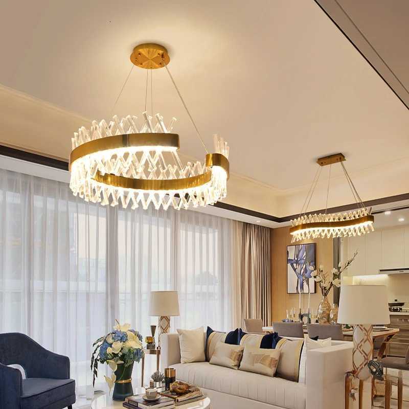 Modern Custom Gold Large Nordic Chandeliers Bedroom Living Room Pendant Hanging Ceiling Light Led K9 Luxury Crystal Chandelier XJ250725