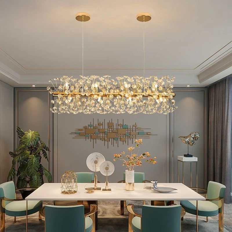 Modern Crystal Dandelion Led Chandeliers Lighting Living Dining Room Pendant Lights Home Decor Bedroom Bar Office Hanging LampXJ250725