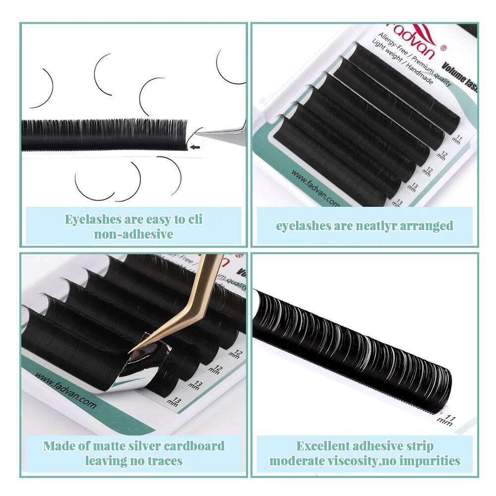 Fadvan Ellipse Flat Eyelash 0.15/0.20 Silk ic Individual Lashes Extension Natural Faux Mink Eyelashes Wire Matte Black X250725