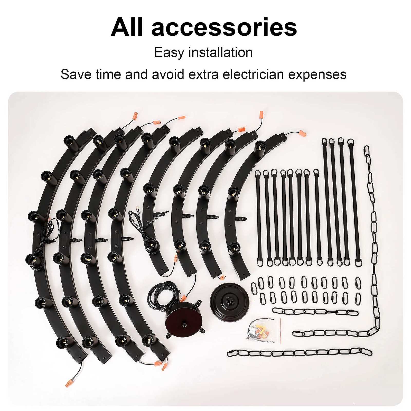 48 Inch Black Extra Large Wagon Wheel Chandelier 2 Tier 36-Lights (Not Included) Farmhouse Industrial Round High Ceiling Pendant Light XJ250725