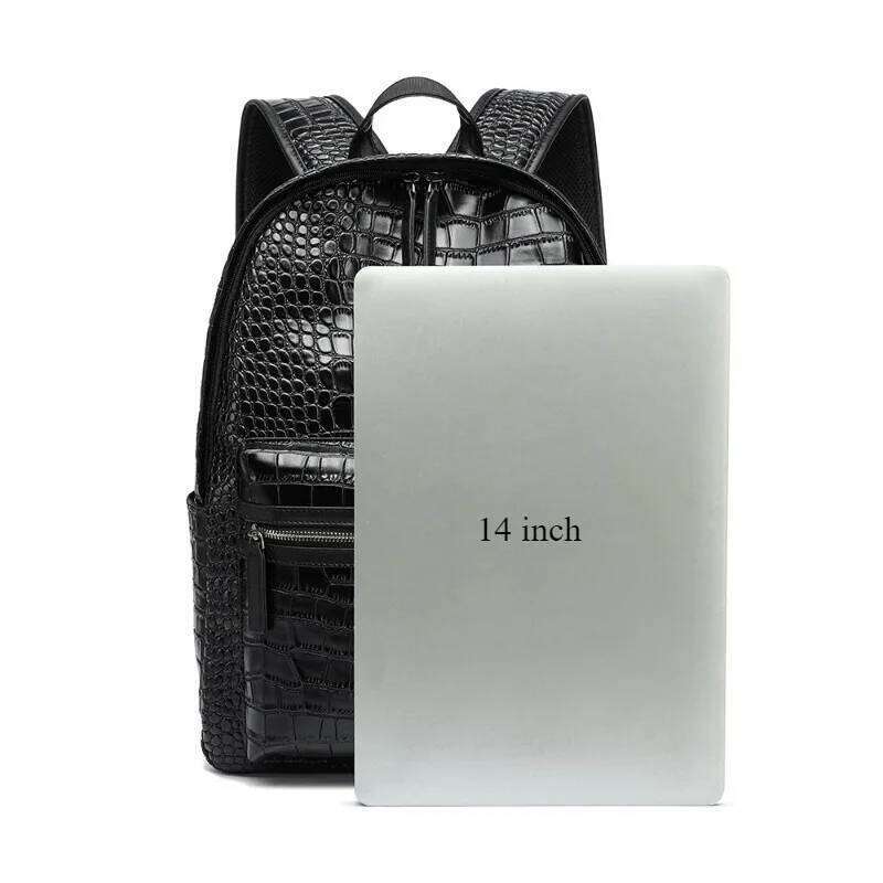 Fashion Backpack Alligator PU Leather for Men Laptop Bags Large Capacity Travel Backpacks Student Schoolbag