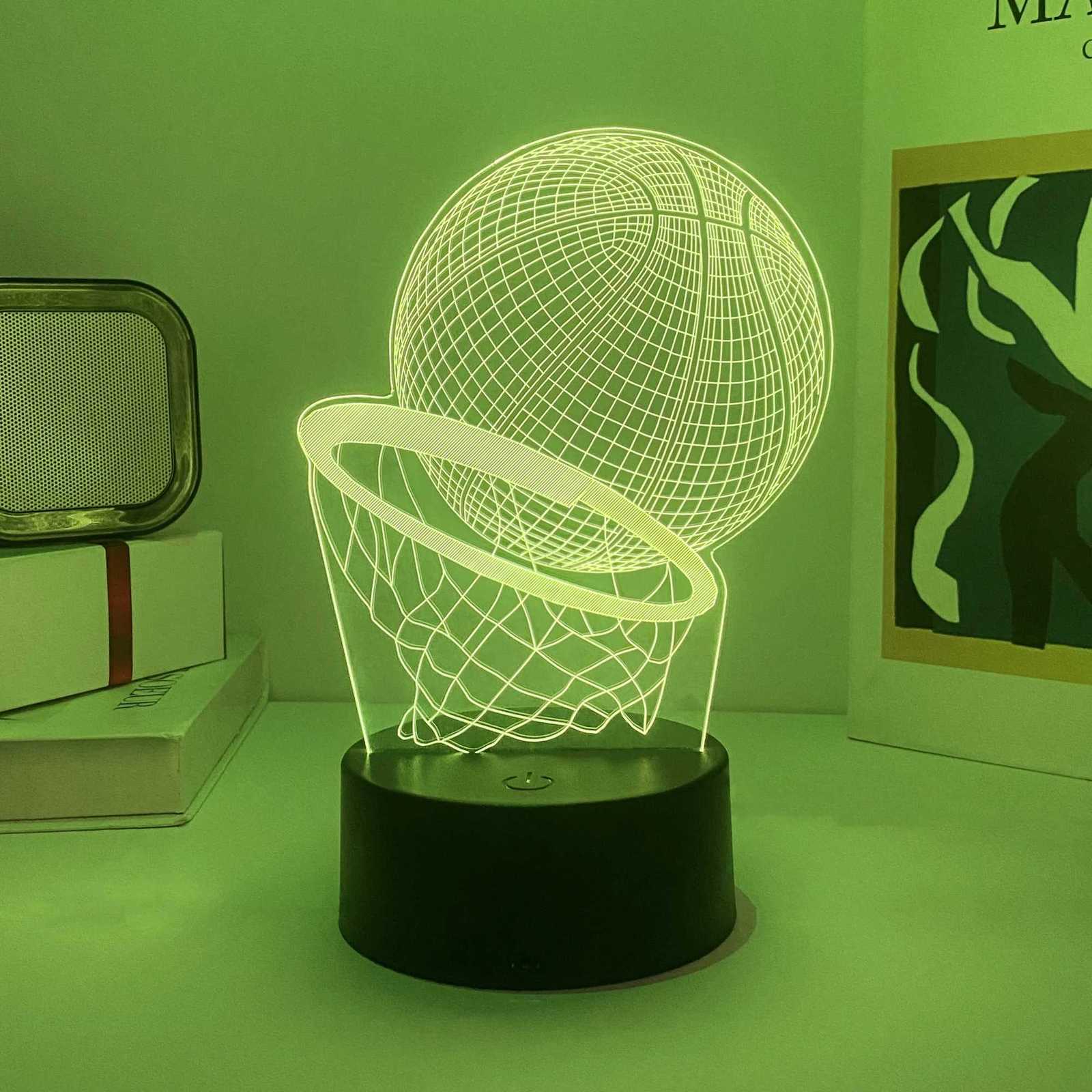 1pcs Basketball Pattern 3D Nightlight USB Atmosphere Decorative Light Holiday Gift Table Light for Family and Friends. XJ250725