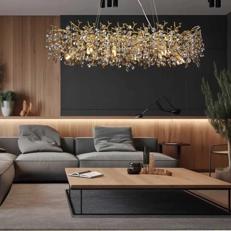 Chandelier with Crystals Lights Luxury Gold for Dining Room Kitchen Table Large Hanging Crystal Pendant Light Branch ChandeliersXJ250725