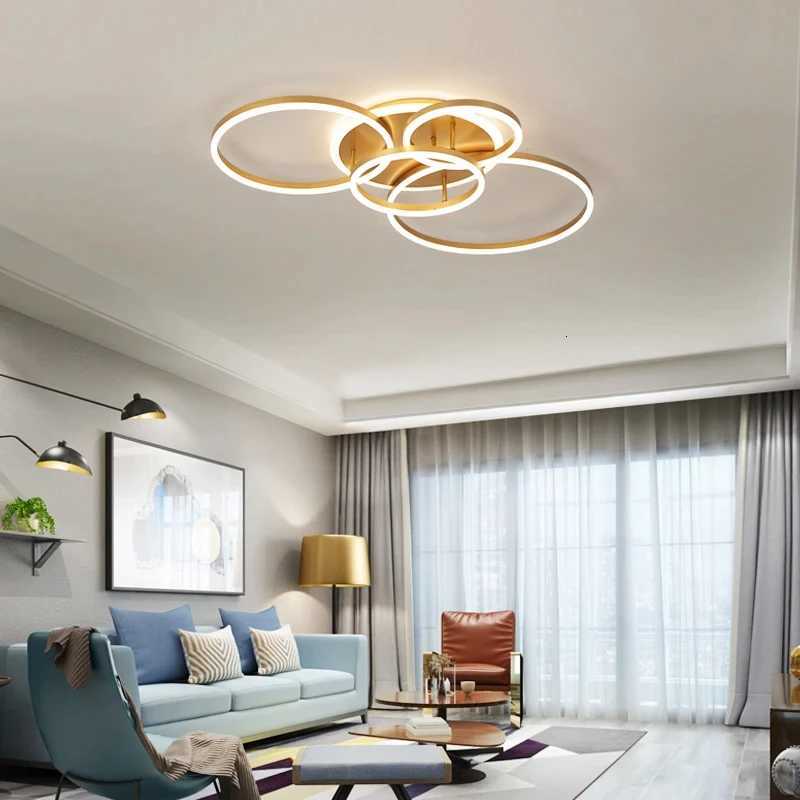 Modern LED Ceiling Light for Living Room Bedroom Ceiling Lamp 2025 New Circle Rings White/Black/Gold 90-260V Home Decor LightingXJ250725