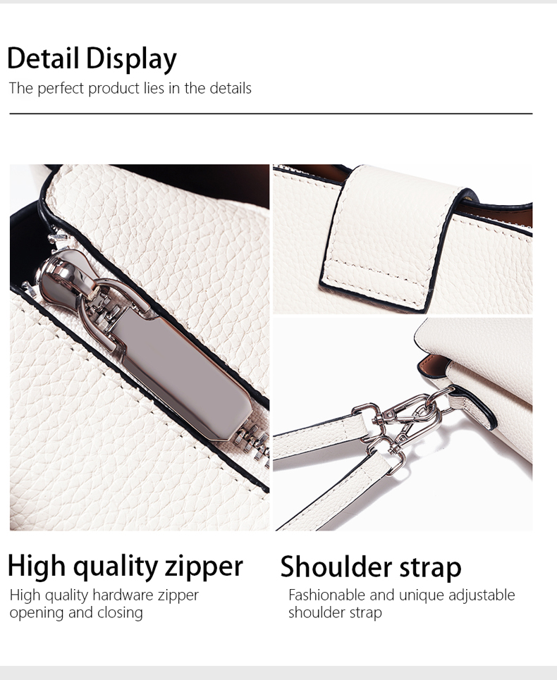 A high-end women's crossbody bag with soft leather, a large-capacity commuter bucket single-shoulder bag for women