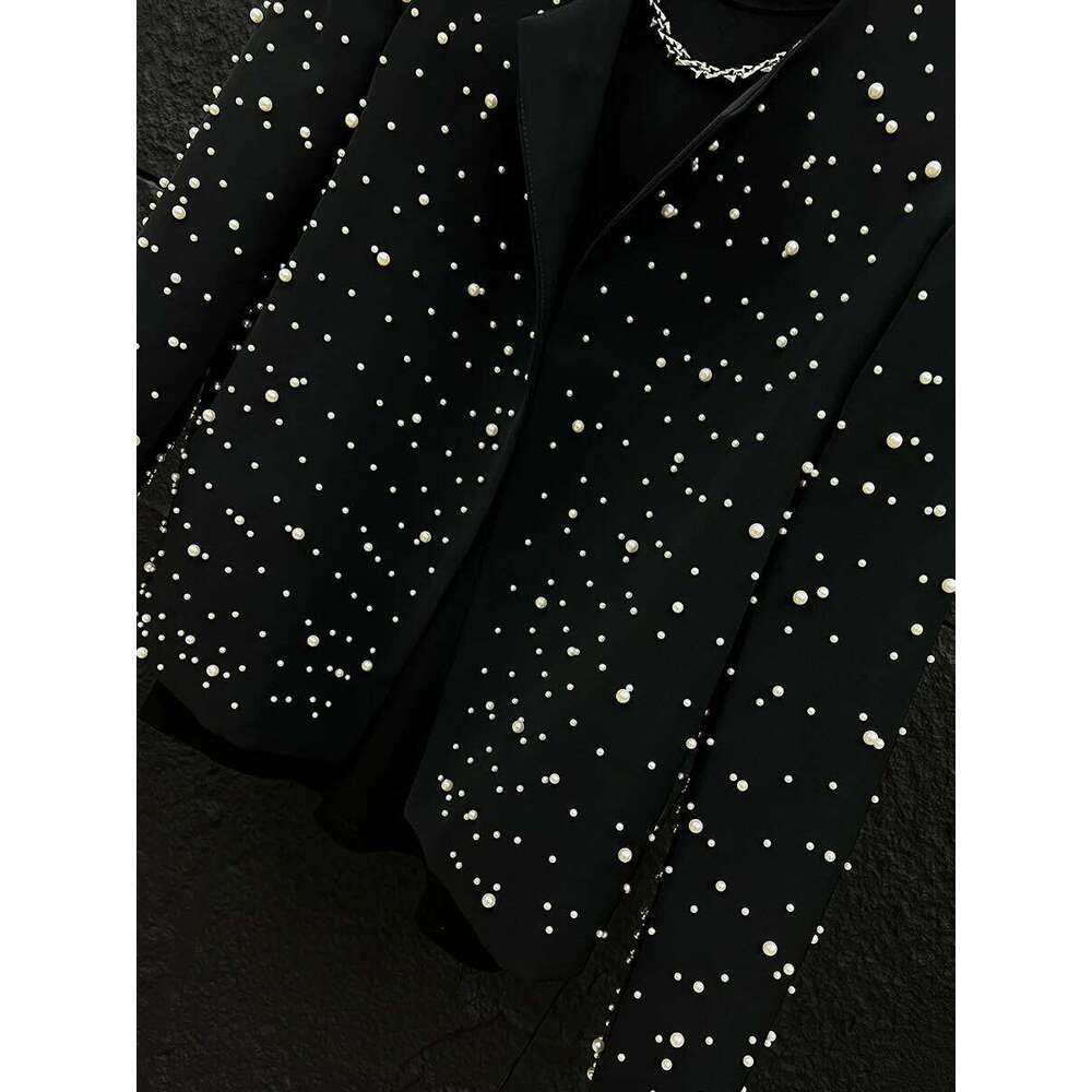 High-End Beaded Jackets Men's 2025 Spring Autumn New High Street Short Style Loose Coats Male Fashion Stage Performance Clothes