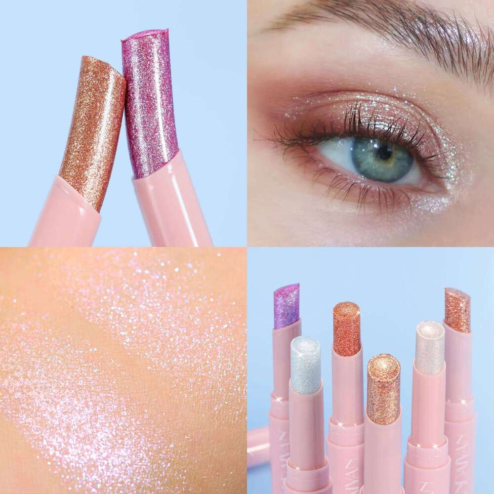 HANDAIYAN 6 Color Pearl Tube Fine Glitter Delicate Jelly Highlight Eyeshadow Stick