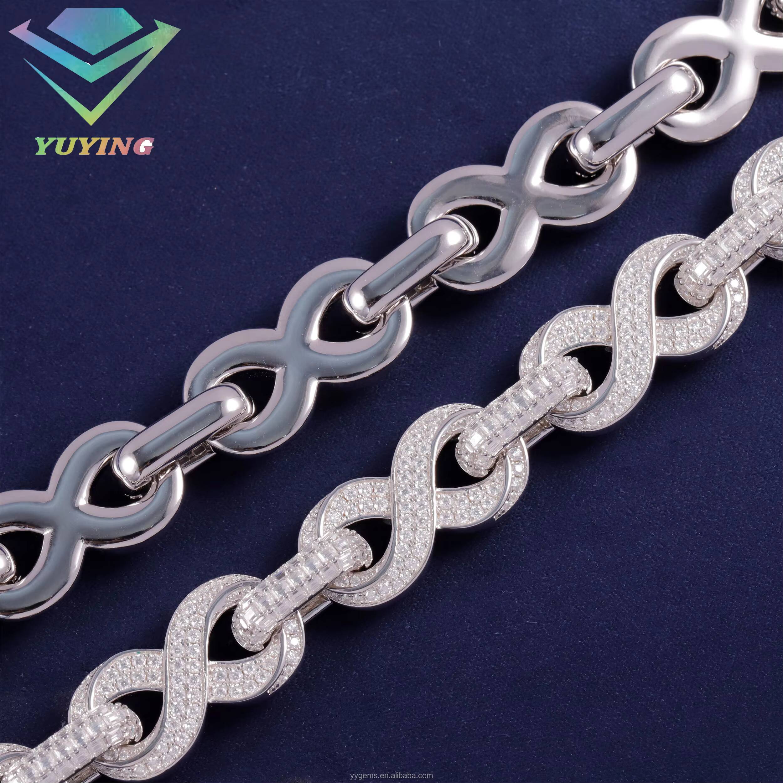 Custom Hip Hop Jewelry Iced Out VVS Moissanite Diamond Infinity Chain GRA Certificate 925 Silver Infinity Link Chain for Men