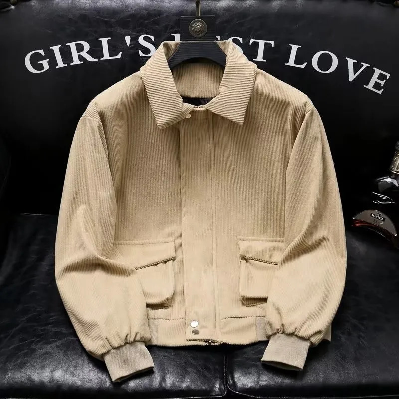 Men Leisure Corduroy Cargo Jacket Fashion Korean Slim Stylish Outfits High Quality Long Sleeve Vintage Pocket Coats 250725